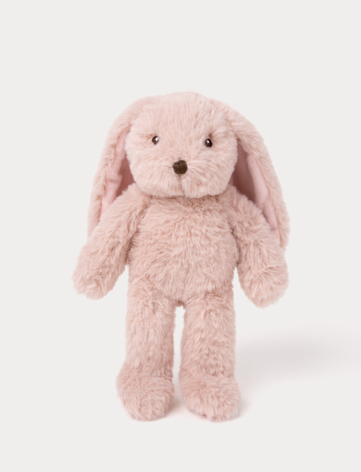 Image of A bunny with soft dusty pink fur, a brown nose, and a charming expression.