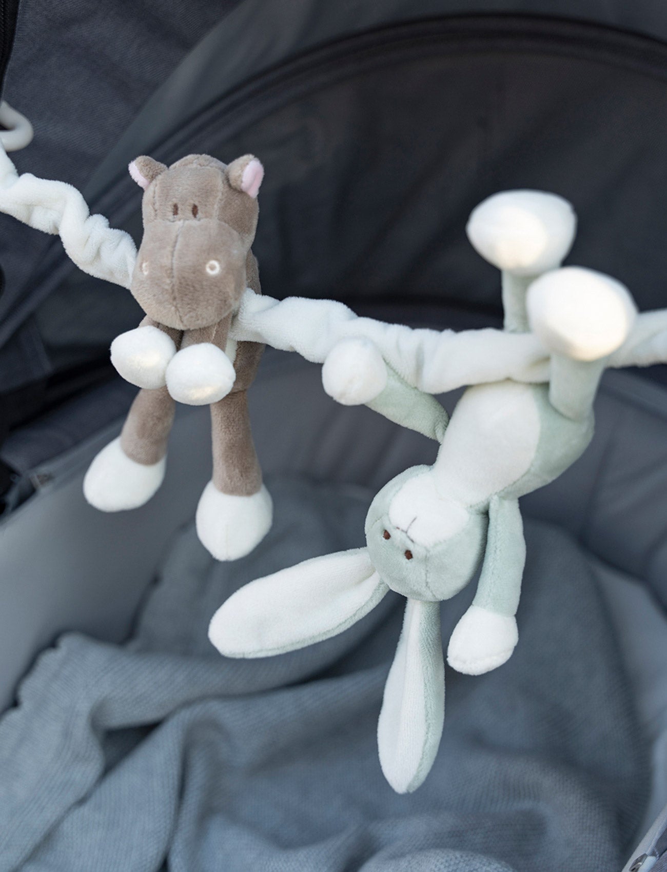 Diinglisar, Stroller Toy, Bunny & Hippo