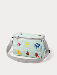 Light green insulated lunch bag with Babblarna characters and a grey shoulder strap.