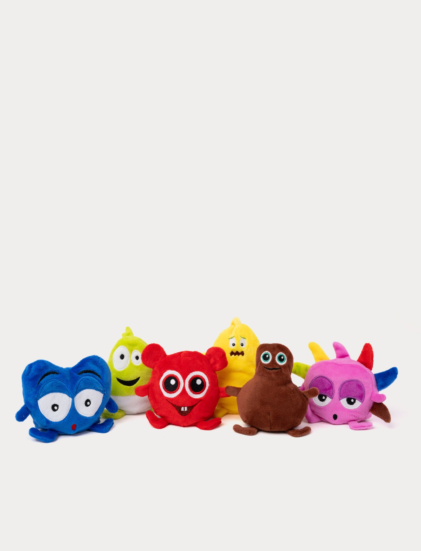 Set of colorful Babblarna plush toys, reversible emotions