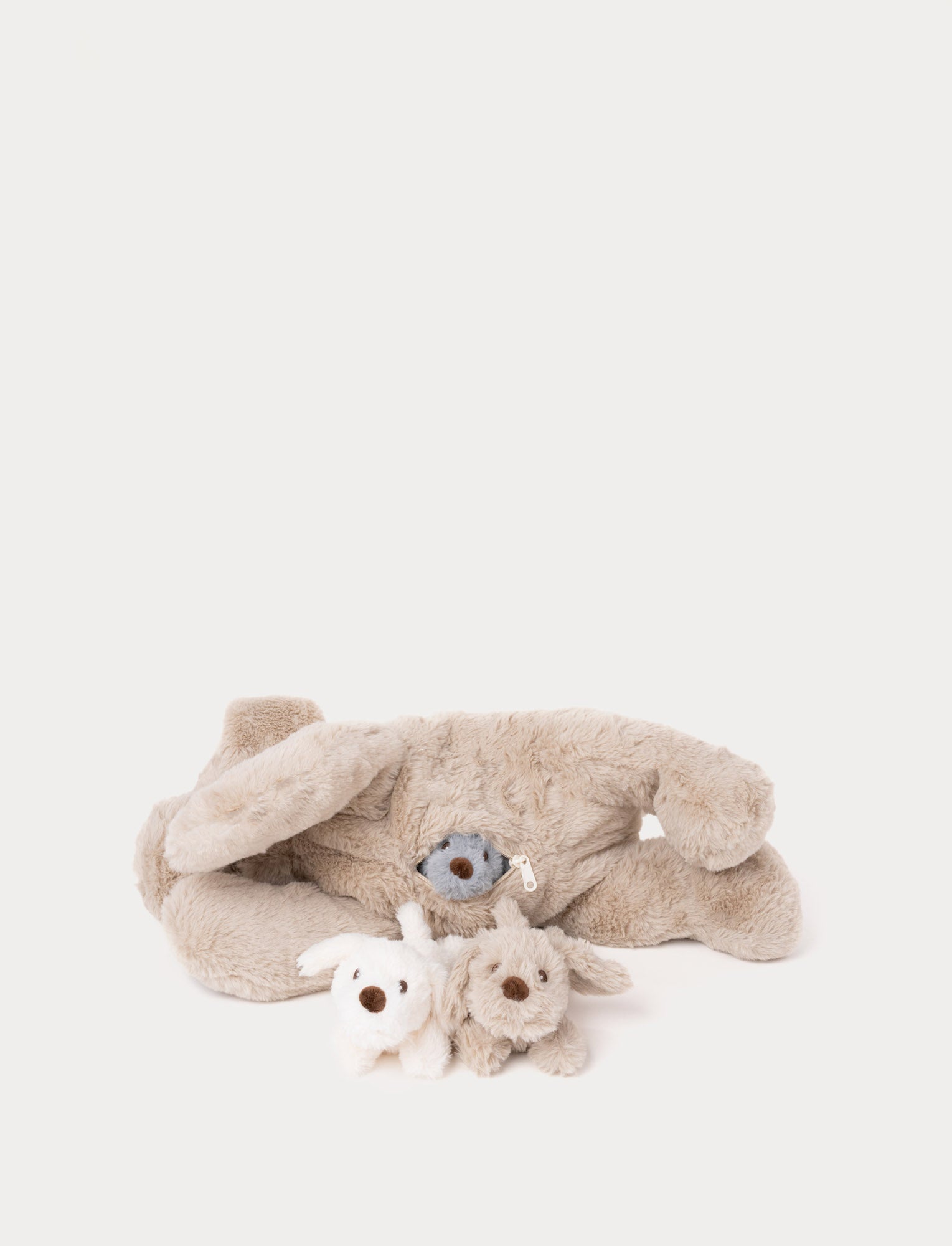 Dog with Puppies – Interactive Plush Toy with Zipper – Teddykompaniet