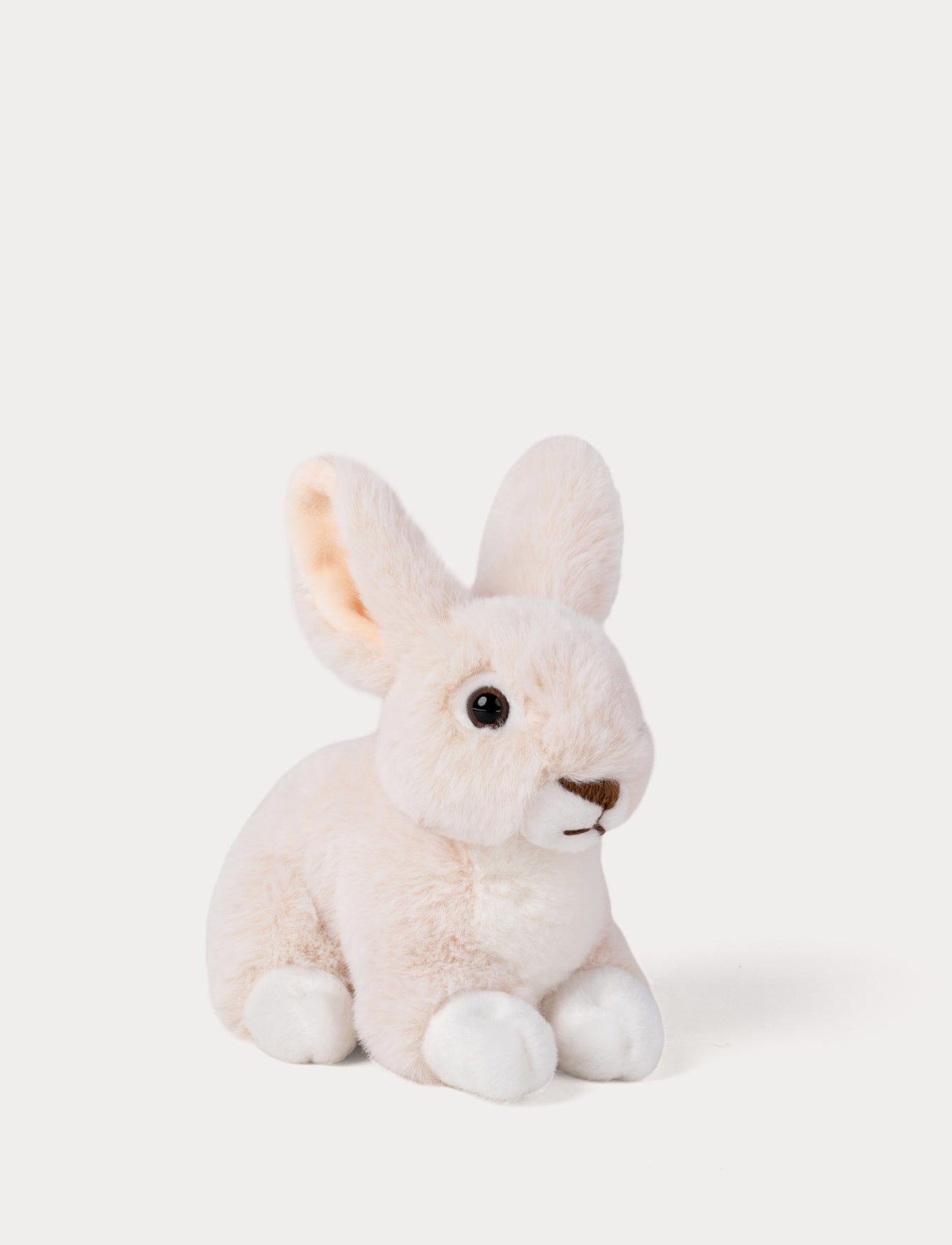 Beige Plush rabbit toy on a white background
