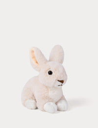 Beige Plush rabbit toy on a white background