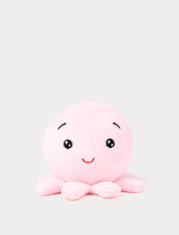 Soft pink octopus plush toy with a cute smiling face