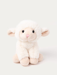A small lamb with white soft fur and a cute expression, perfect for play and cuddles.