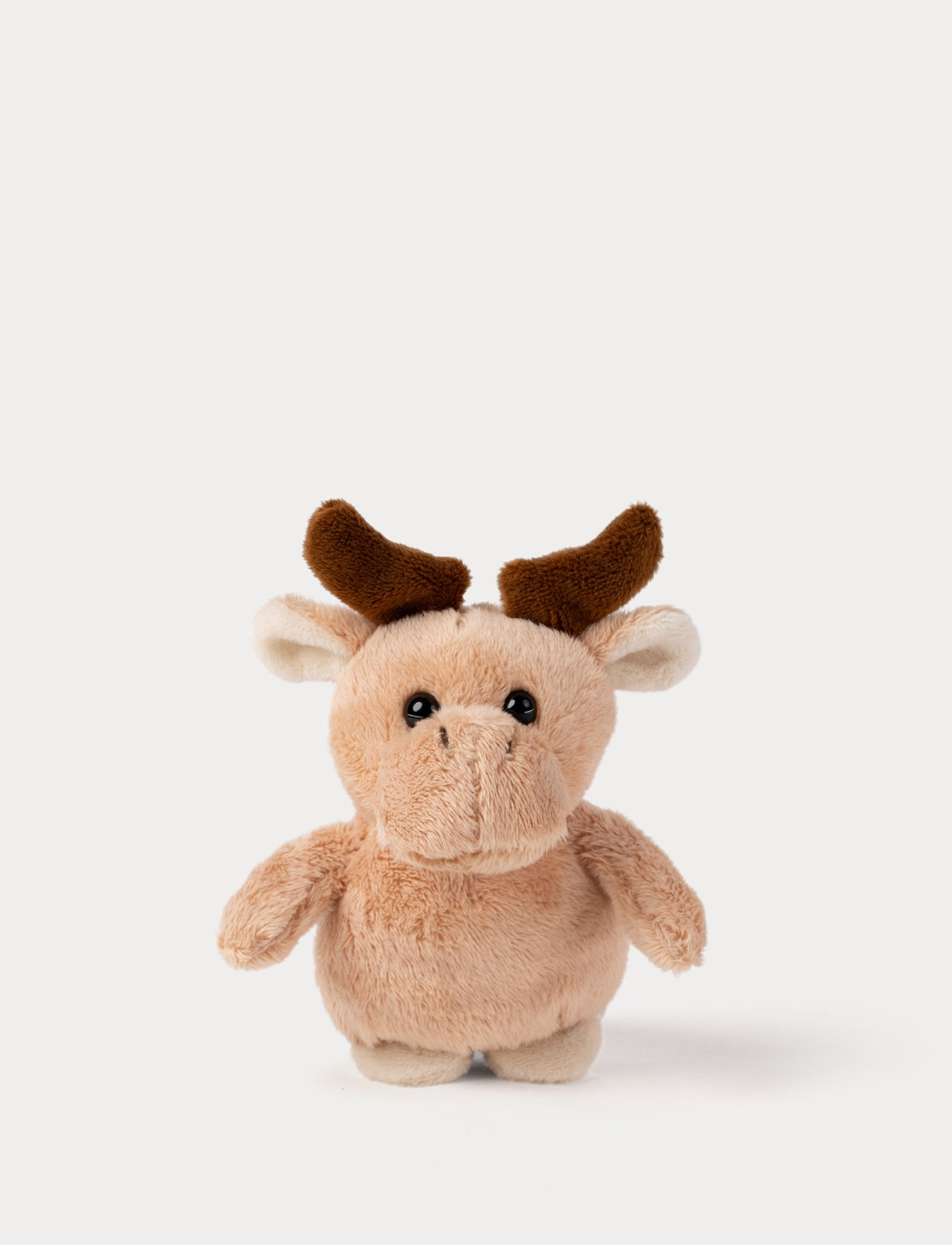  Image of Small Plush toy moose with brown antlers on a white background