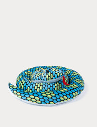 Blue, green and yellow snake with a scale pattern