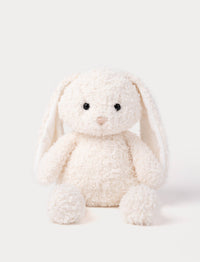 White plush bunny toy with curly fur