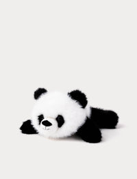 Plush panda toy lying down