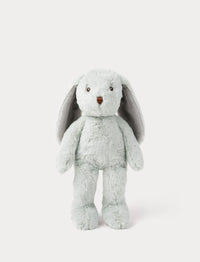 plush bunny toy with grey ears and light green body