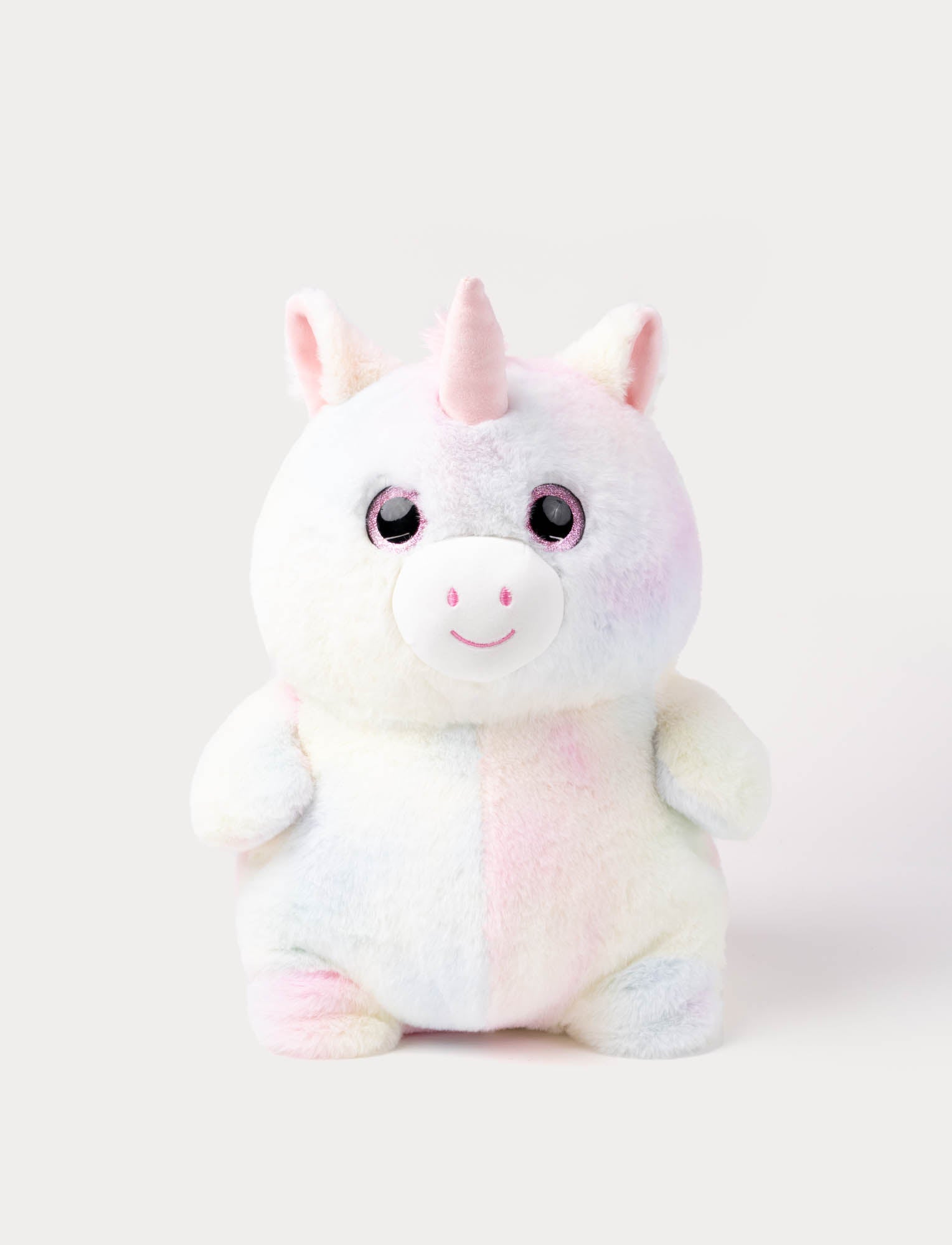  Image of Rainbow pink unicorn plush animal with squishy filling