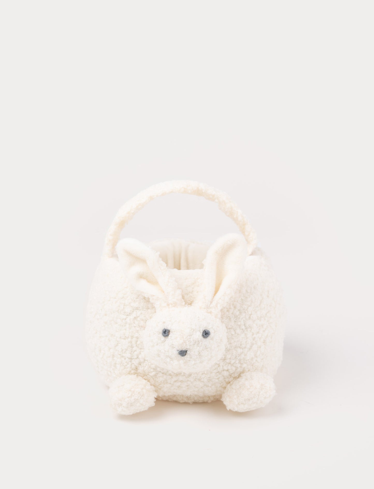 White plush bunny basket