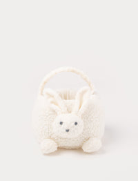 White plush bunny basket