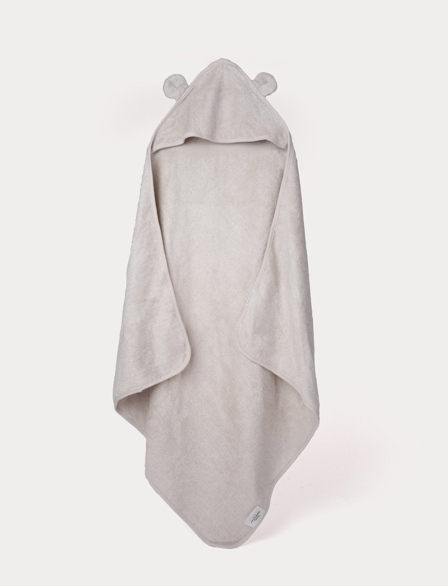  Image of Light gray hooded towel with bear ears on a white background