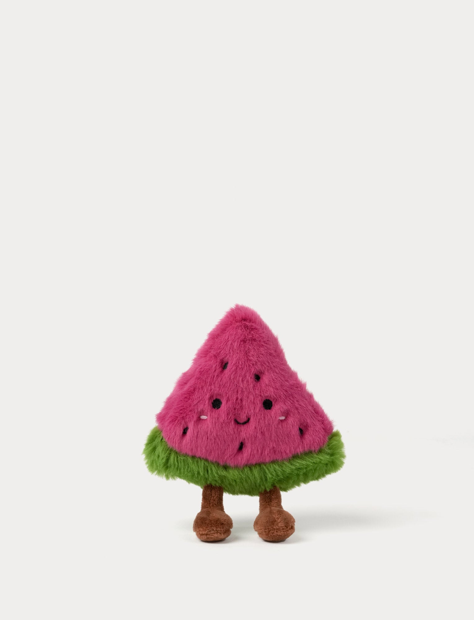  Image of Fuzzy watermelon-shaped toy with smiling face