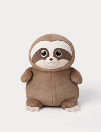 Plush toy sloth on a white background